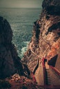 Stairs along the coastal rocks Royalty Free Stock Photo