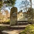 Stairs of the beginning of an old stone pedestrian bridge in the Proosdij park Royalty Free Stock Photo