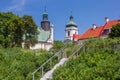 Stairs at the boulevard in front of the Fara church in Plock