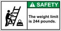 The stairs can support a weight limit 244 pounds.,Safety Sign