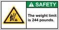 The stairs can support a weight limit 244 pounds.,Safety Sign