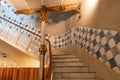 Stairs of Casa Batllo in Barcelona, the building, Antoni gaudÃÂ­. The facade is decorated with ceramic mosaics