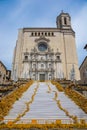 The stairs of the Cathedral on the Plaza de Catedral in Girona, Royalty Free Stock Photo