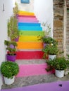 Stairs colours plants island greece