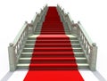 Stairs covered with red carpet