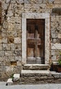 Stairs and door of architectural decoration of buildings, old doors and arches, lattice gates and patterns on the streets in Italy