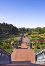 Stairs Down into Formal Garden Royalty Free Stock Photo