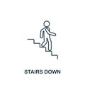 Stairs Down icon. Thin line outline style from shopping center sign icons collection. Premium stairs down icon for design, apps,