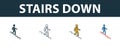 Stairs Down icon. Thin line outline style from shopping center sign icons collection. Premium stairs down icon for design, apps,