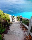 Stairs down to turquoise water, Caribbean