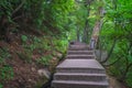 Stairs on an empty mountain trail in Huashan mountain Royalty Free Stock Photo