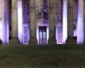 Stairs and entrance of the historic 19th century leeds city hall building illuminated at night Royalty Free Stock Photo