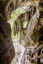 Stairs at the exit of the cave in Thailand jungles Royalty Free Stock Photo