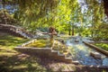 The Stairs Garden with waterfalls and Roses Hill in Spa Garden Oberlaa in Vienna, Austria