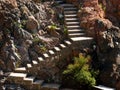 Stairs that go down to the sea, saving a cliff on the Costa brava Royalty Free Stock Photo