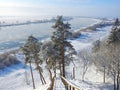 Stairs going from hill to Nemunas river, Lithuania Royalty Free Stock Photo