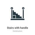 Stairs with handle vector icon on white background. Flat vector stairs with handle icon symbol sign from modern construction
