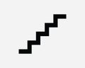 Stairs Icon Sign Symbol. Staircase Step Ladder Stairway Stairwell Climb Up Down Accend Decend Walkway Path Artwork Clipart Vector