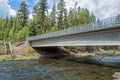 Stairs lead to the Deschutes River beneath the Highway 42 bridge near La Pine, Oregon, USA Royalty Free Stock Photo