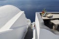 Stairs leading down to Aegan Sea. Oia, Santorini, Greece. Royalty Free Stock Photo