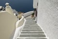 Stairs leading down to Aegan Sea. Oia, Santorini, Greece. Royalty Free Stock Photo