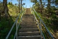 Stairs leading down to the beach and fishing area of the Jackson Lake Dam and Reservior in Grand Teton National Park Royalty Free Stock Photo