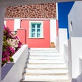 Stairs leading to colorful house on Santorini island, Greece Royalty Free Stock Photo