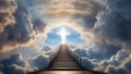 Stairs Leading To Cross Of Light At End Of Tunnel Royalty Free Stock Photo