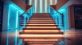 Stairs with LED lighting in a modern interior. Ai generated Royalty Free Stock Photo