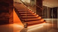 Stairs with LED lighting in a modern interior. Ai generated Royalty Free Stock Photo