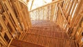 Stairs made of bamboo stems. Beautiful modern image of empty room which have bamboo and staircase,minimalist decoration