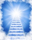Stairs made of clouds to heaven Royalty Free Stock Photo