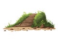 stairs made of dirt in natural landskape vegetation isolated vector style illustration