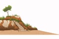 stairs made of dirt in natural landskape vegetation isolated vector style illustration