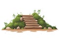 stairs made of dirt in natural landskape vegetation isolated vector style illustration