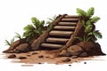 stairs made of dirt in natural landskape vegetation isolated vector style illustration