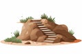 stairs made of dirt in natural landskape vegetation isolated vector style illustration