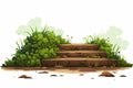 stairs made of dirt in natural landskape vegetation isolated vector style illustration