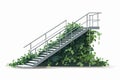 stairs made of metal in natural landskape vegetation isolated vector style illustration