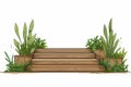 stairs made of planks in natural landskape isolated vector style illustration