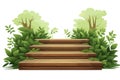 stairs made of planks in natural landskape isolated vector style illustration