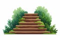 stairs made of planks in natural landskape isolated vector style illustration