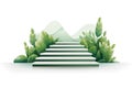 stairs made of plastic in natural landskape isolated vector style illustration