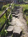 Stairs made of wood blocks