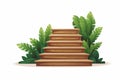 stairs made of wood in natural landskape vegetation isolated vector style illustration