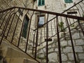 Stairs with metal brackets