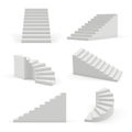 Stairs modern. 3d white architectural objects for interior space up and down steps vector templates