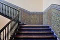 Stairs. Moorish tiles on a wall in the Alcazar of Seville, Spain