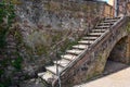 Stairs on an old stone wall of a castle Royalty Free Stock Photo