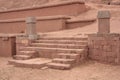 Stairs of Pyramid Akapana at ancient Tiwanaku Ruins, Bolivia